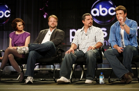 Palavras chave: DISNEY&#039;S 2009 WINTER PRESS TOUR PANEL;2009;CASTLE;NATHAN FILLION;ANDREW MARLOWE;ROB BOWMAN